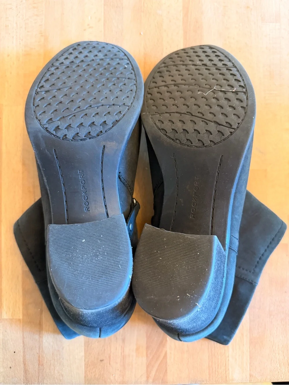 Rockport Cobb Hill “Natashya” Black Suede Ankle Booties with Block Heel